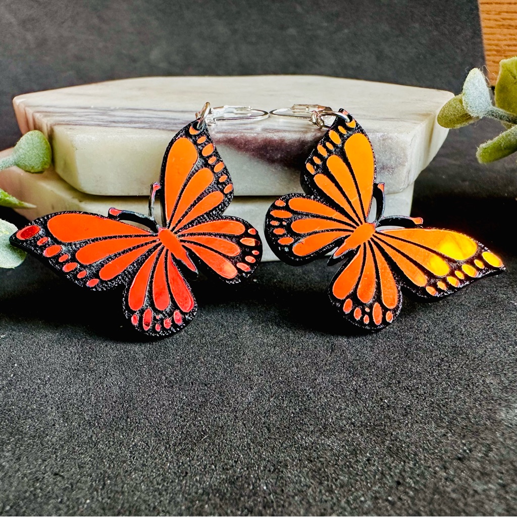 Holographic Butterfly Earrings Lever Back Dangle Earrings 22$